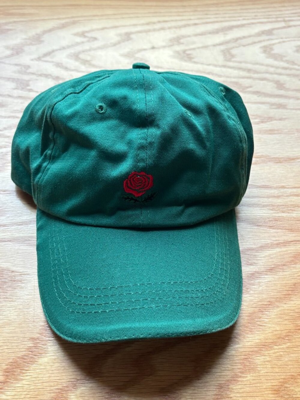 Green Rose Embroidered Dad Hat